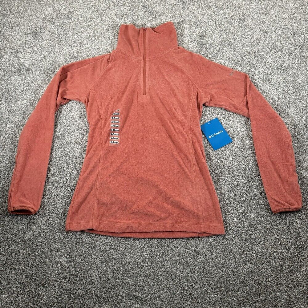 Columbia‎ Fleece Jacket Womens Size XS 1/4 Zip Pullover Peach Soft Cozy